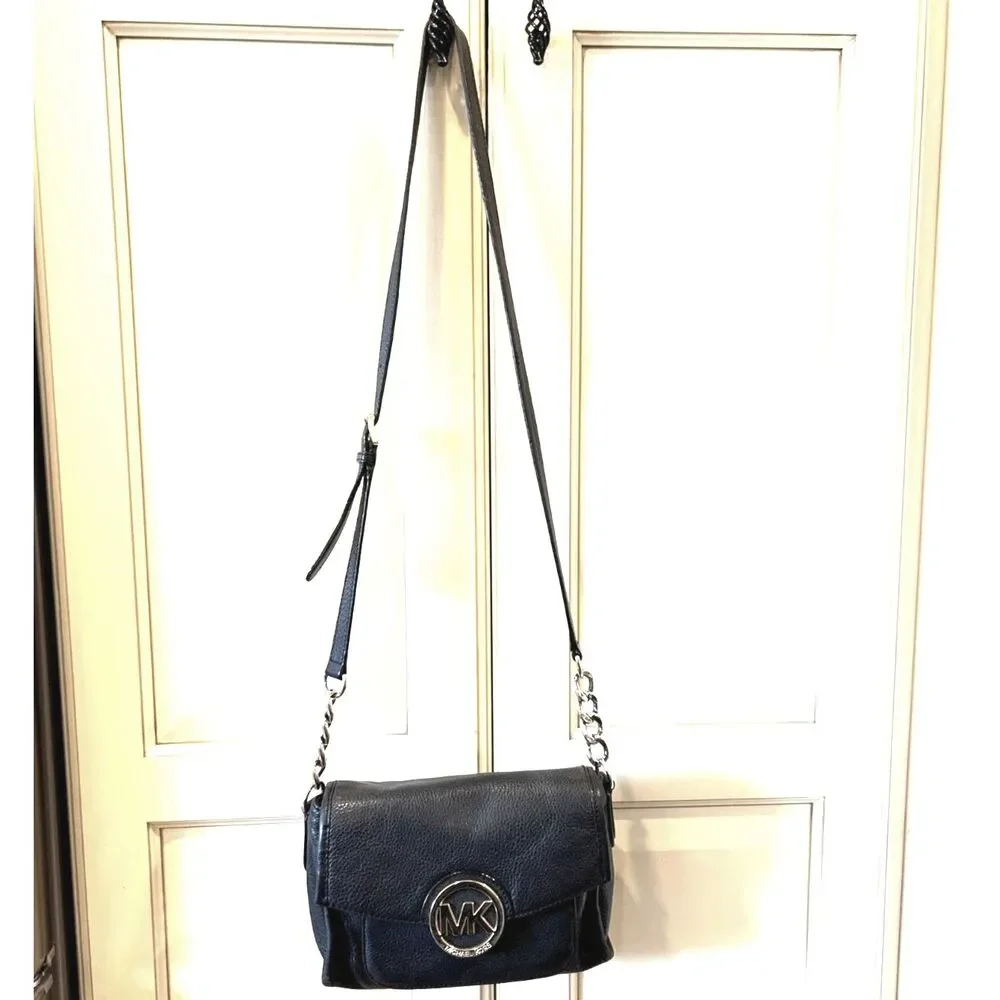 Michael Kors Fulton Black Leather Crossbody Handbag
